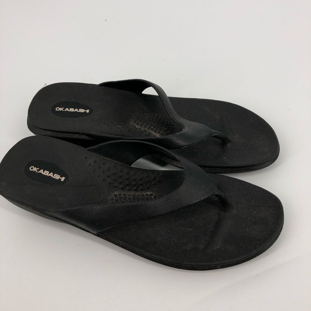 Okabashi Wedge Flip Flops Womens Medium Large‎ Black